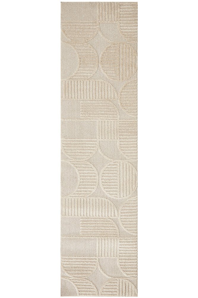 CONTEMPORARY PLAIN & TEXTURED LEO-BEIGE RUG RUNNER