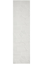 CONTEMPORARY PLAIN & TEXTURED LEO-WHITE RUG RUNNER