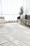 CONTEMPORARY PLAIN & TEXTURED LEO-WHITE RUG