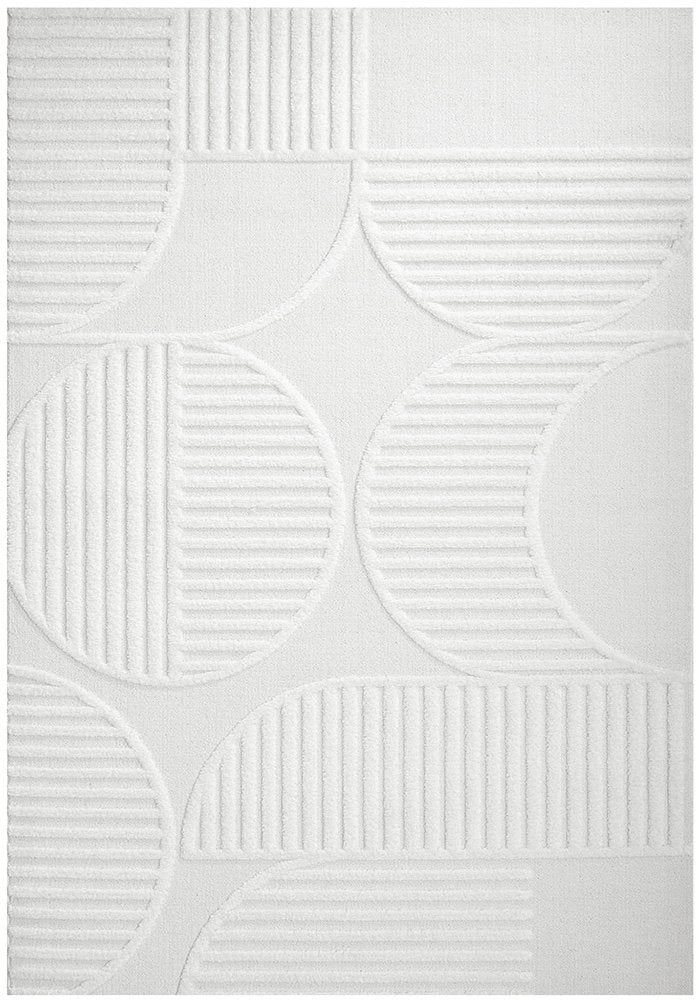 CONTEMPORARY PLAIN & TEXTURED LEO-WHITE RUG