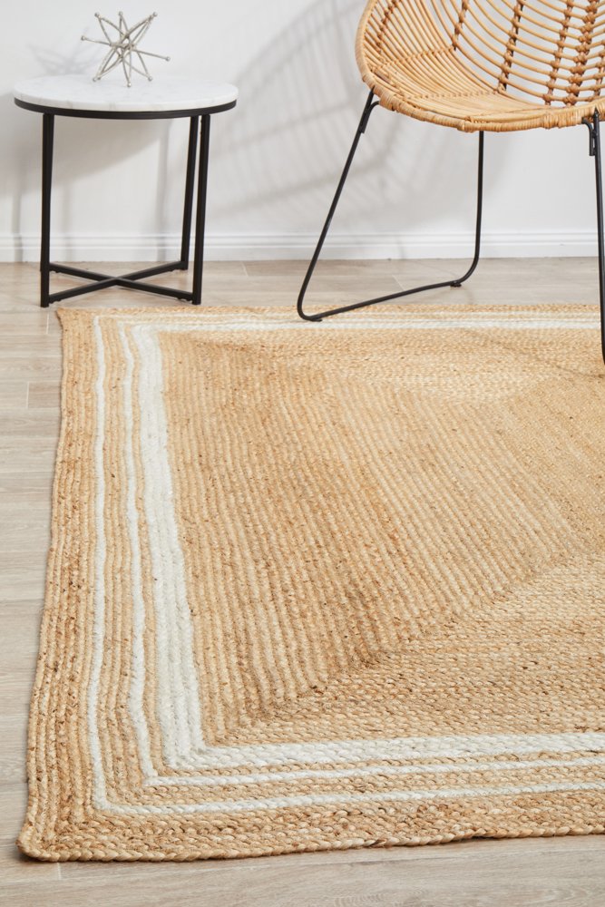Natural and White Colour Palette Jute Rug 230x320cm