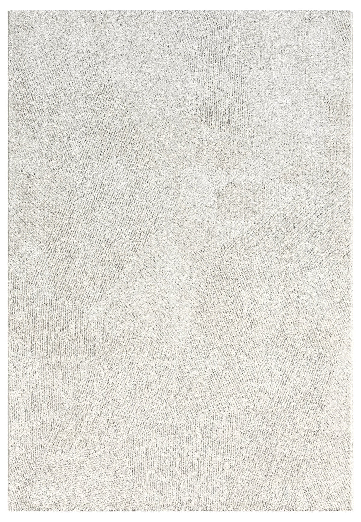 A rectangular, flatweave area rug with a natural beige color and subtle texture, power loomed construction