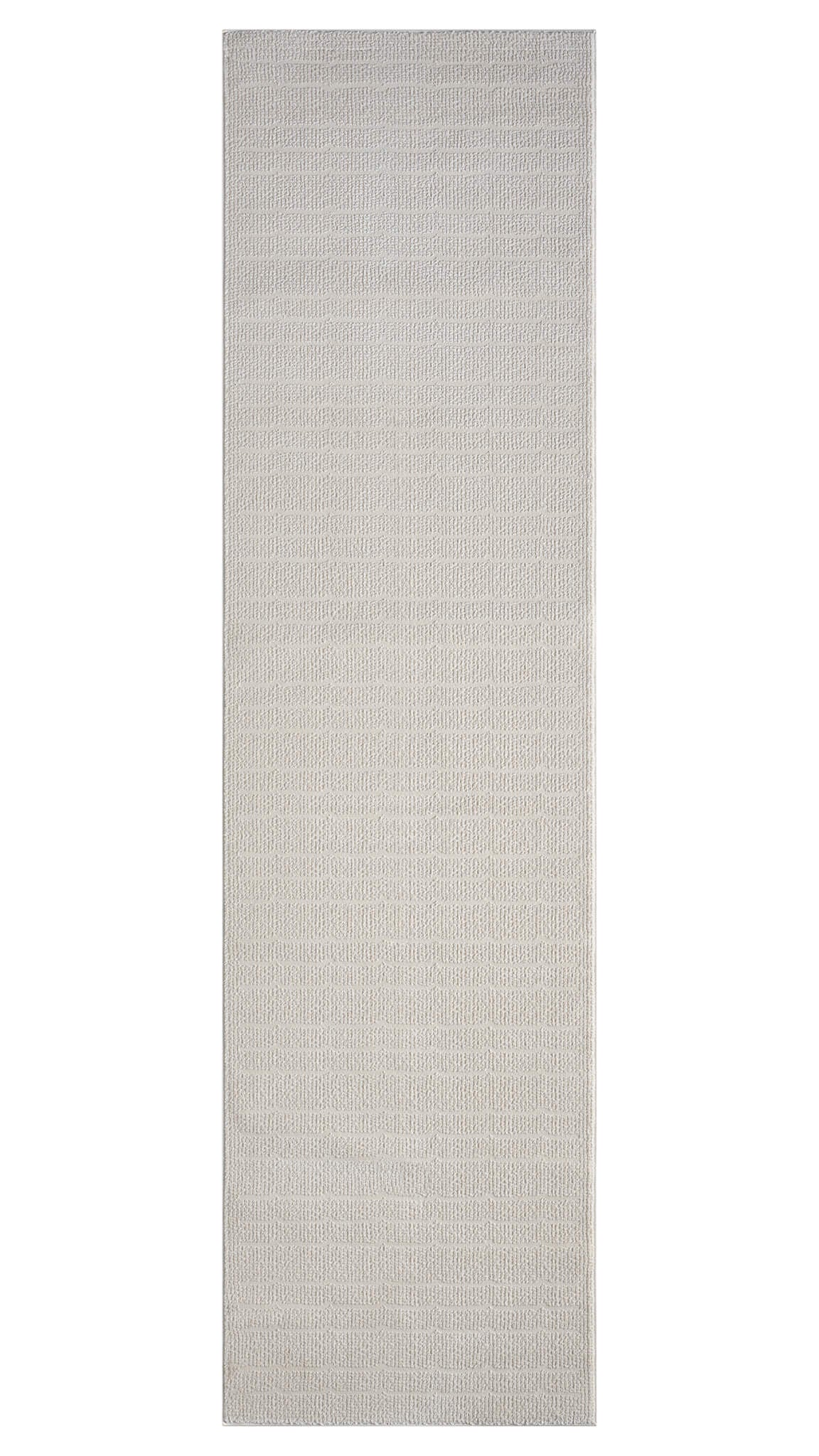 Rectangular rug with a subtle pattern on a plain background