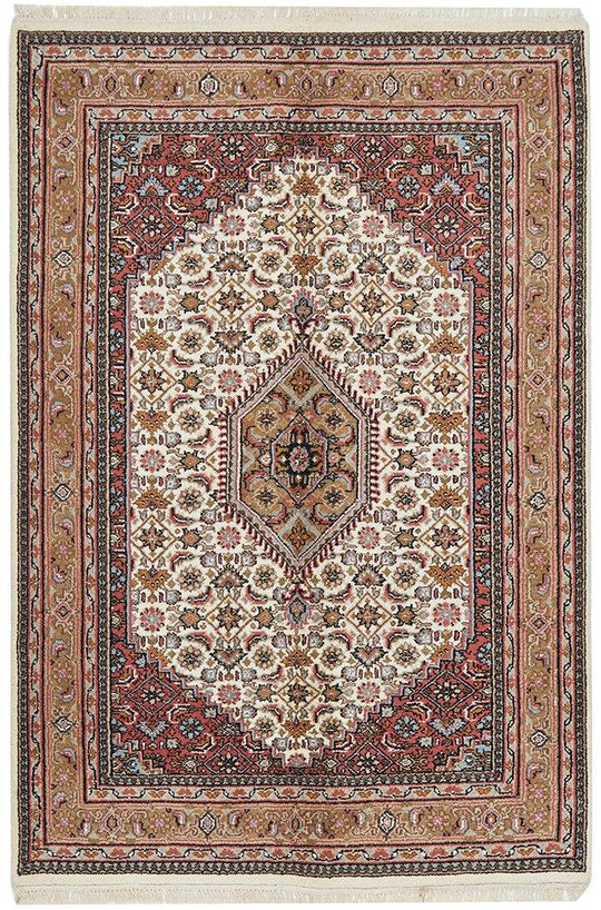 INDIAN HAND KNOTTED WOOL RUG 187X126CM