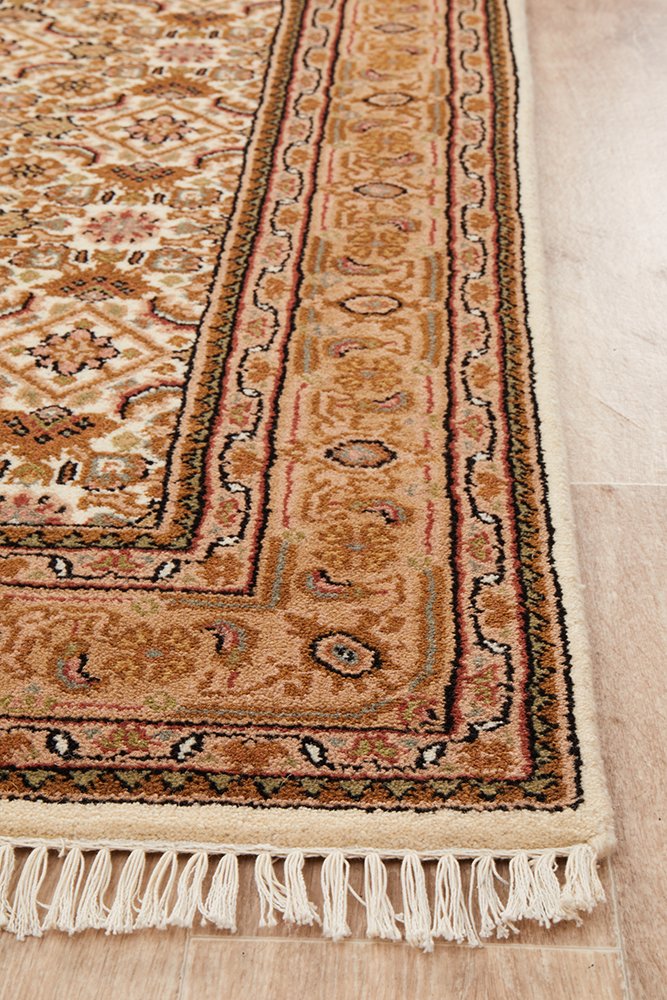 INDIAN HAND KNOTTED WOOL RUG 184X122CM