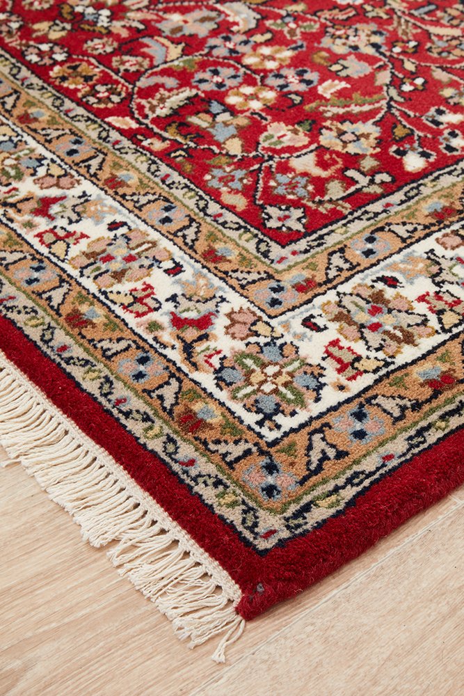 INDIAN HAND KNOTTED WOOL RUG 184X121CM