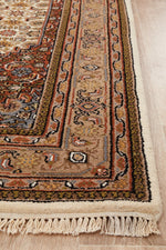 INDIAN HAND KNOTTED WOOL RUG 213X142CM