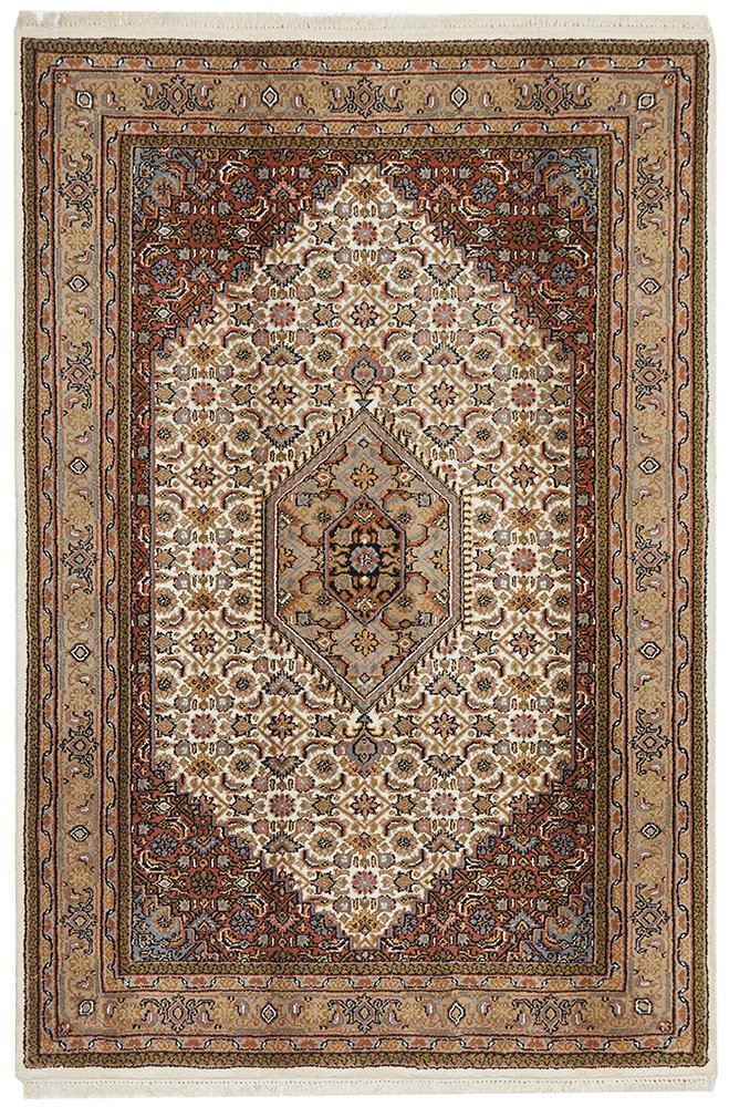 INDIAN HAND KNOTTED WOOL RUG 213X142CM