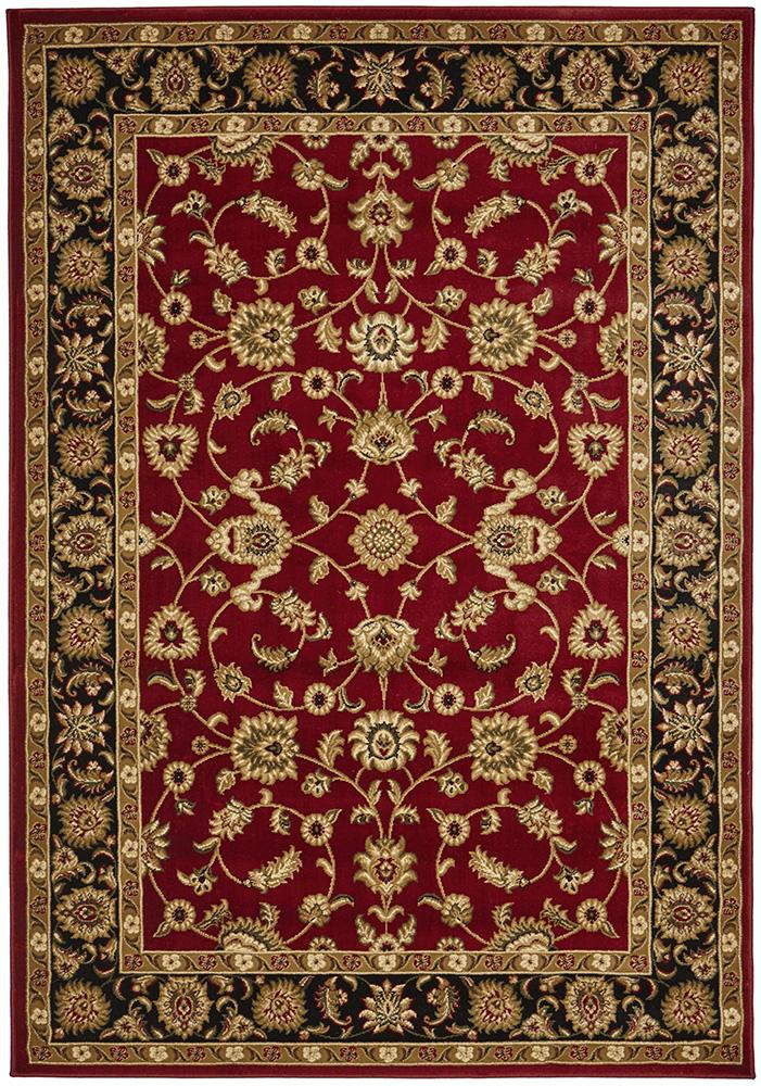 Persian Design Medallion Rug  Red with Black Border