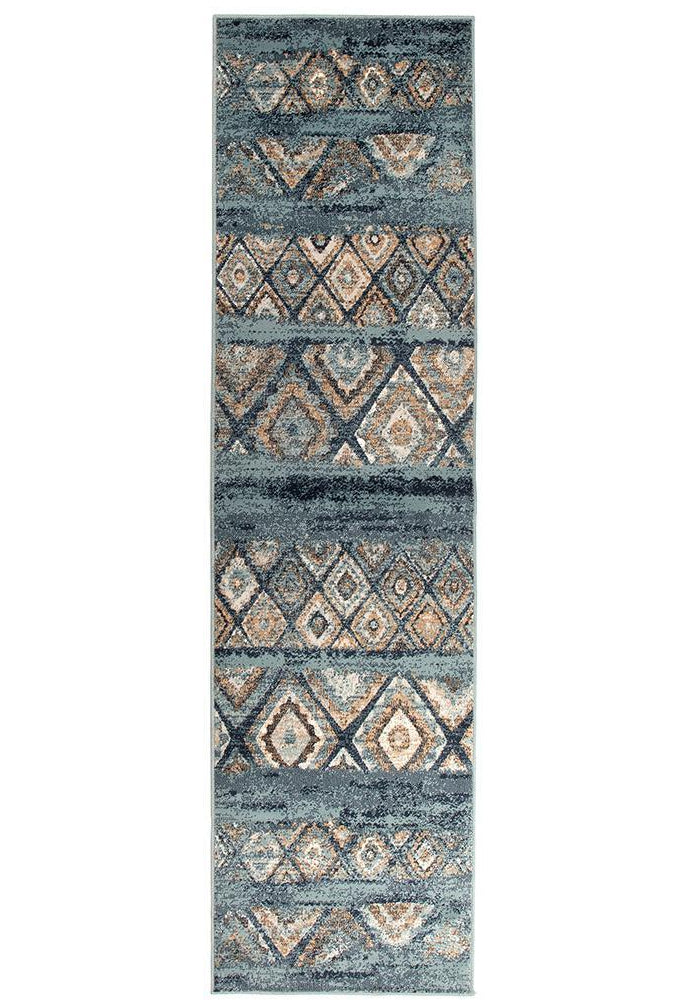 Asmita Contrast Blue Rug RUNNER -80X300 CM