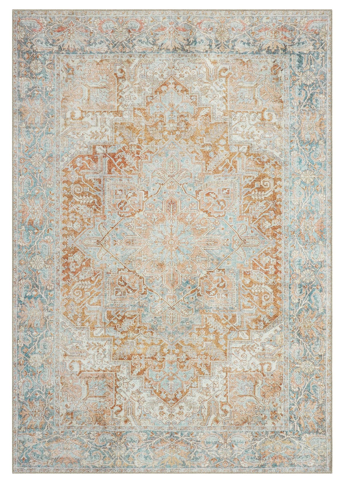 Decorative rug with intricate pattern on a white background