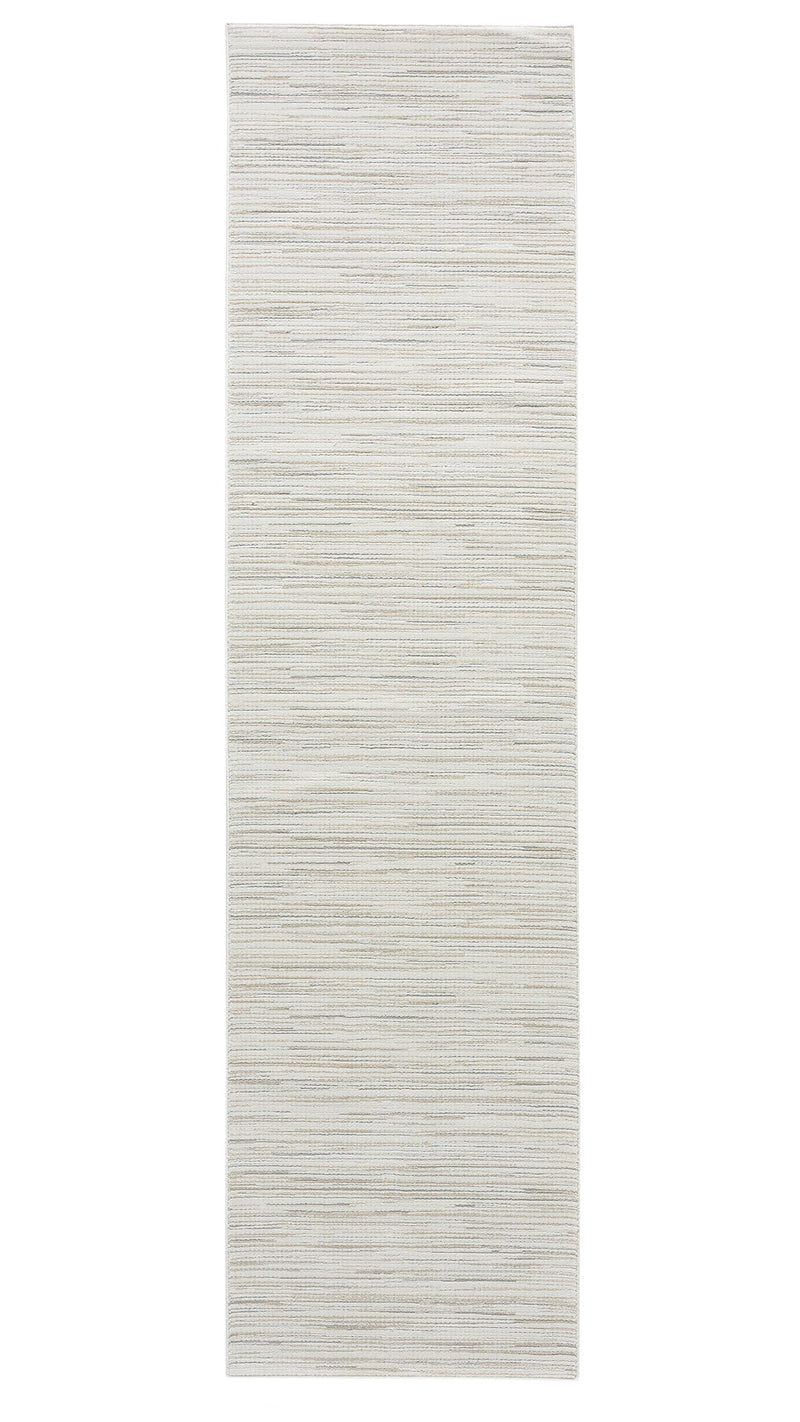Rectangular runner rug with a striped pattern on a white background