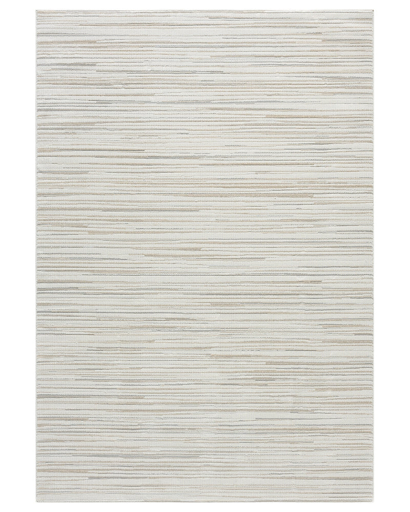 Textured rug with a neutral color palette on a white background