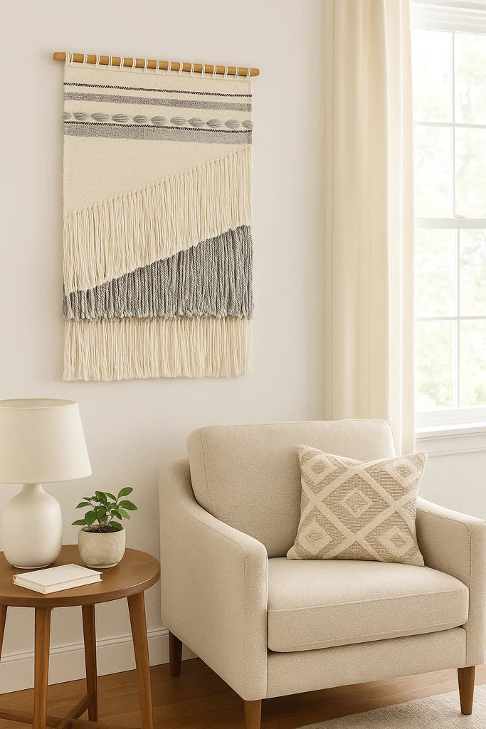 Aladdin Rugs NZ Home Ash Scandi Layered Fringed Wall Hanging