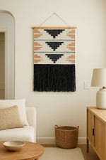 Aladdin Rugs NZ Home Black Scandi Textured Fringed Wall Hanging