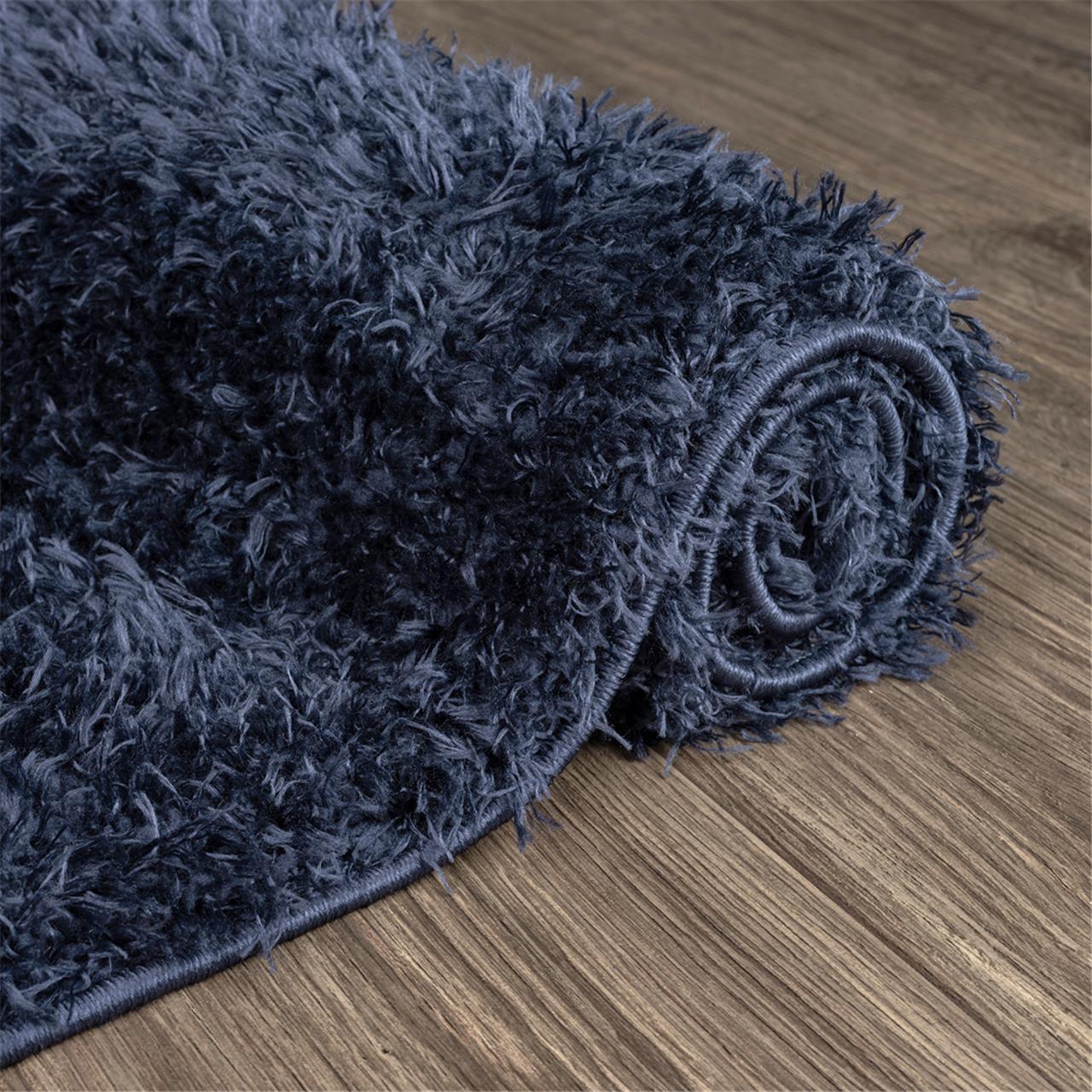 Fluffy and comfortable Navy Plain Shag Rug – Aladdin Rugs NZ