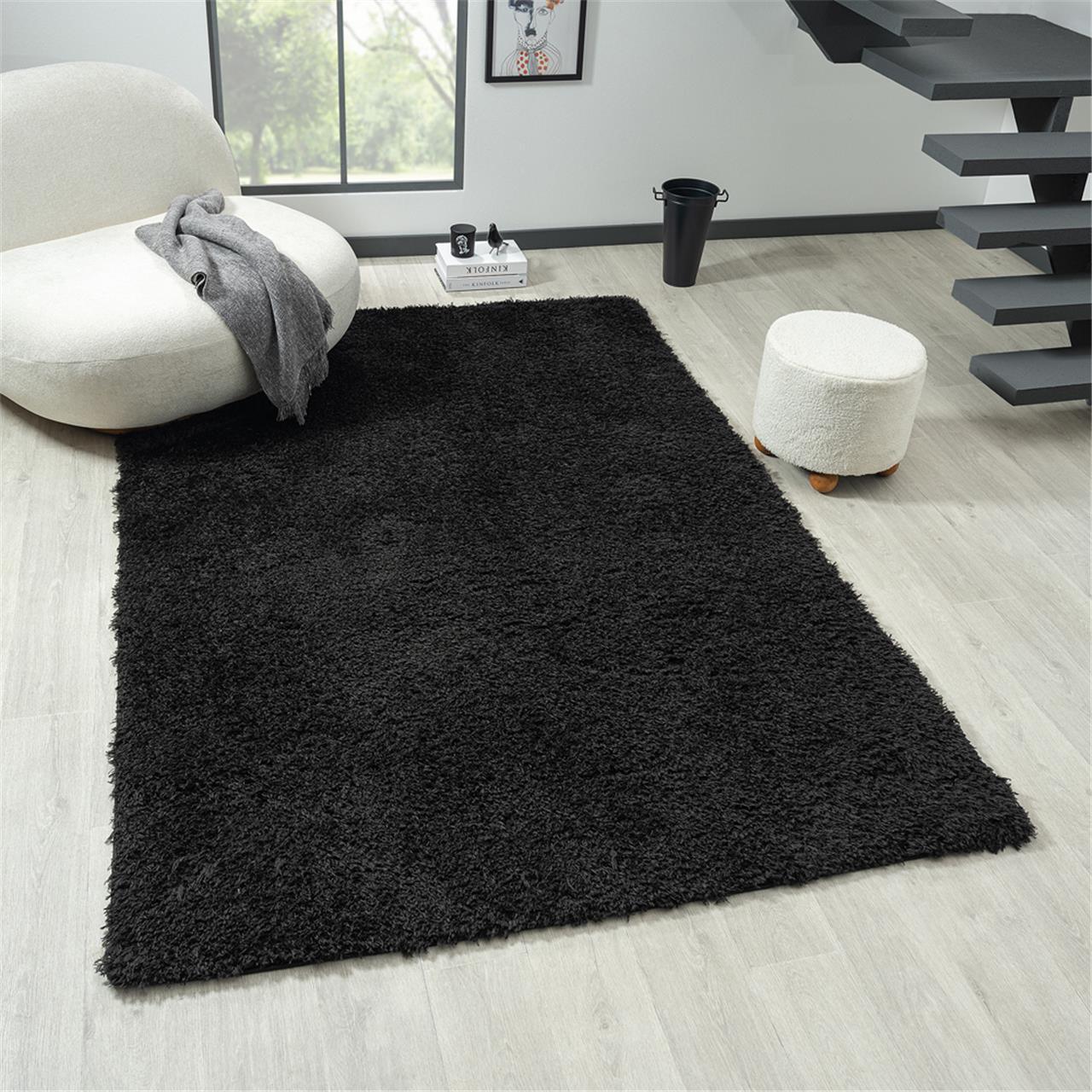Fluffy and comfortable Ebony Plain Shag Rug – Aladdin Rugs NZ