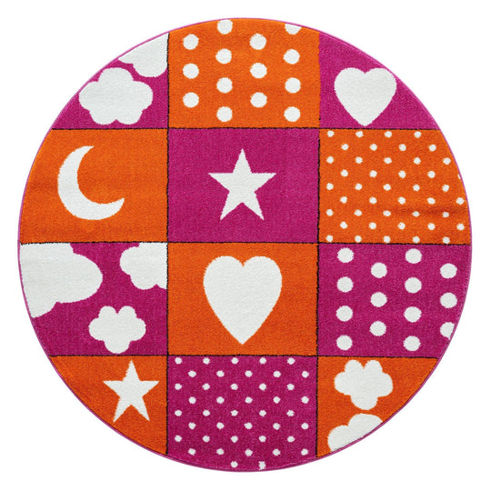Kids Rugs 573 Pink Round