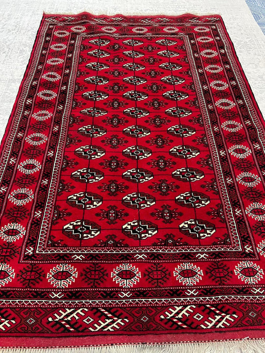 HAND KNOTTED PERSIAN TORKAMAN RUG 205X135 CM