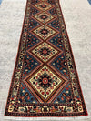 HAND KNOTTED PERSIAN  RUG Red/Navy  404X87 CM ( Runner )