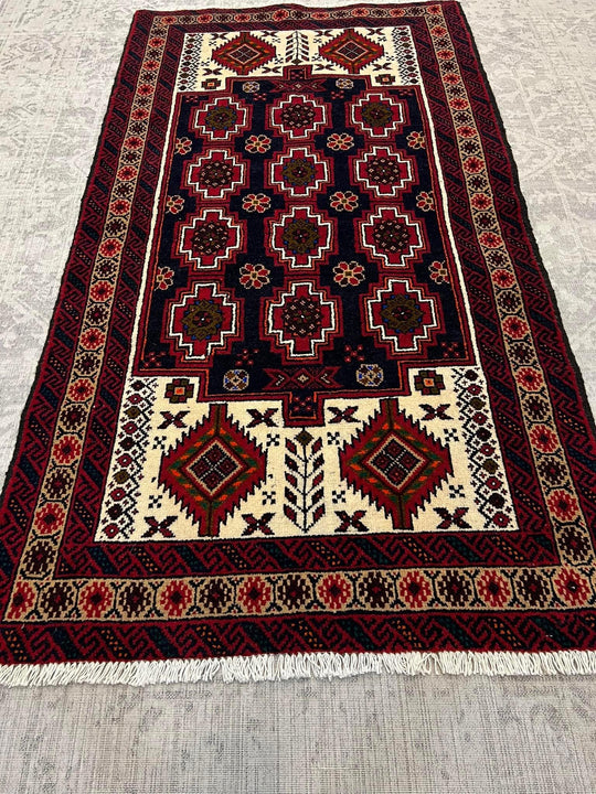 HAND KNOTTED PERSIAN FINE BALUCH RUG 190X103CM