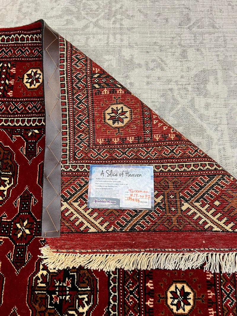 HAND KNOTTED PERSIAN TORKAMAN RUG 195X135 CM