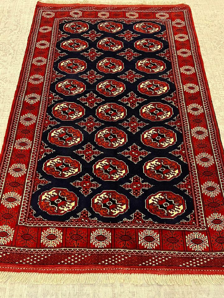 HAND KNOTTED PERSIAN TORKAMAN RUG 205X130 CM