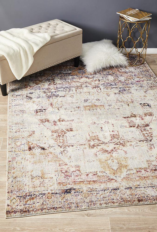 Sharzad Vintage Look Brown Multi Rug