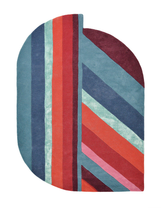 Jardin Geometric Stripe Wool Rugs 160908 by Ted Baker in Blue