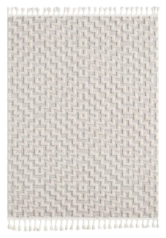 Bursa 3631 Fringed Tribal Light Grey Rug