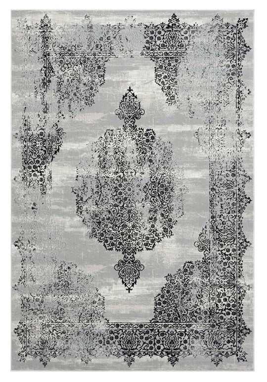 Abdera Vintage Design Black Rug-4003