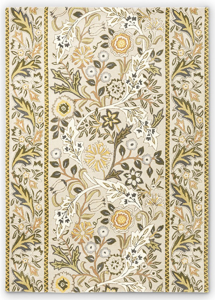 Wilhelmina Floral Rugs 127401 in Linen Mustard by William Morris