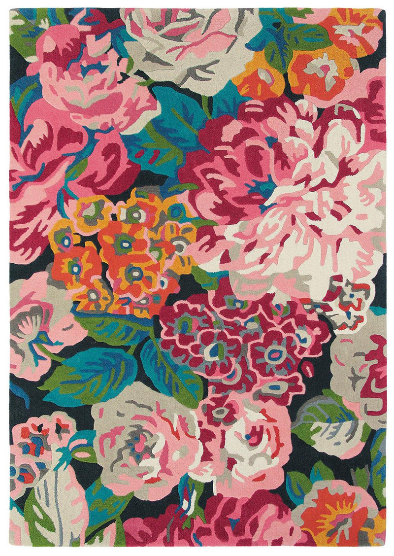Rose & peony rugs 45005 in cerise pink by sanderson