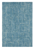 Epsilon Contemporary Face Wool Rugs by Scion in 023808 Teal Blue