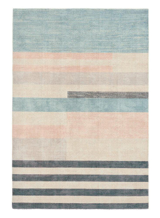 Parwa Blocks Wool Rugs 026308 in Dusky Hues