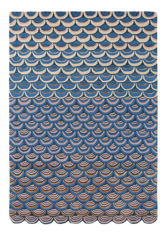 Masquerade Geometric Scale Wool Rugs 160008 by Ted Baker in Blue