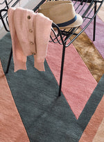 Jardin Geometric Stripe OVAL Wool Rugs 160902 by Ted Baker in Pink