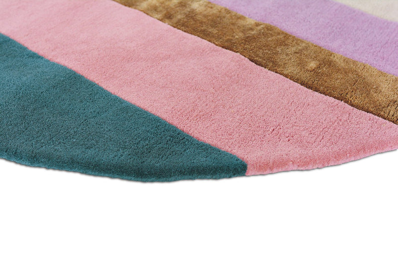 Jardin Geometric Stripe OVAL Wool Rugs 160902 by Ted Baker in Pink