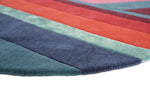 Jardin Geometric Stripe Wool Rugs 160908 by Ted Baker in Blue
