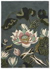 Waterlily Wool Rugs 38608 by Wedgwood in Midnight Pond Blue