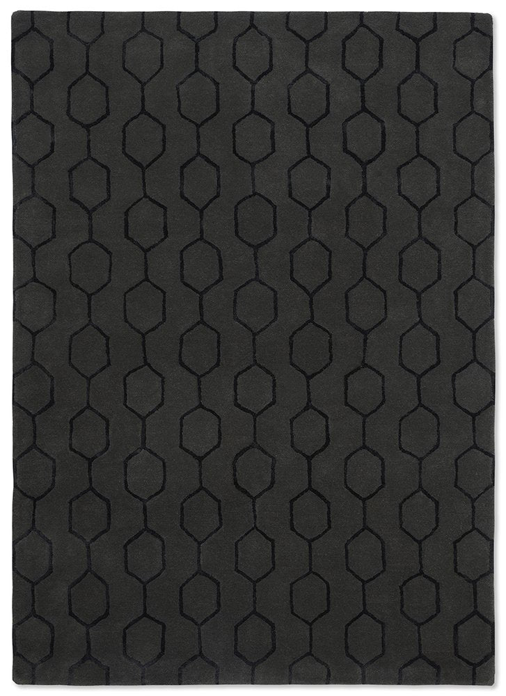 Gio Geometric Wool Rugs 39105 by Wedgwood in Noir Black
