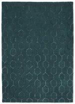 Gio Geometric Wool Rugs 39107 by Wedgwood in Teal Green