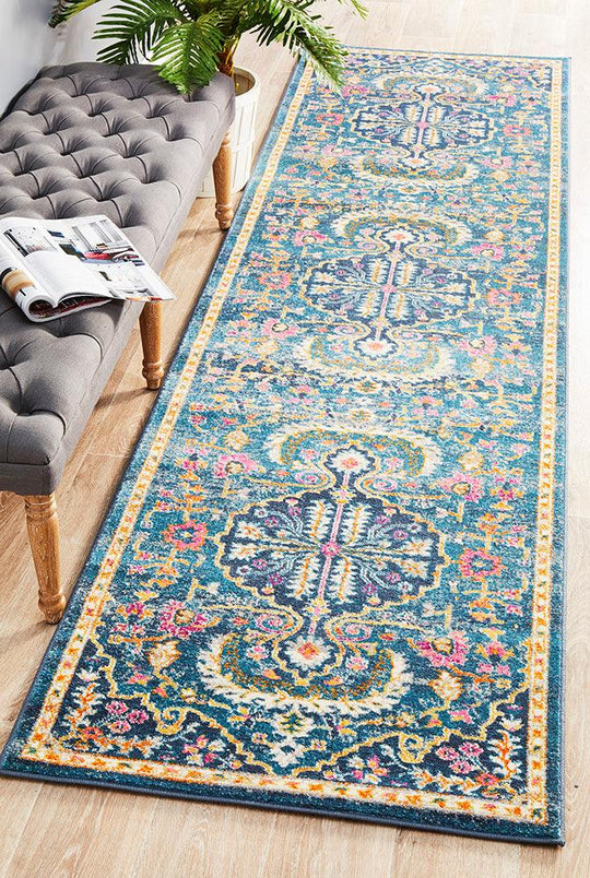 Serda Vintage Look Navy  Runner Rug