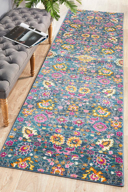 Yeter Vintage Look Blue  Runner Rug
