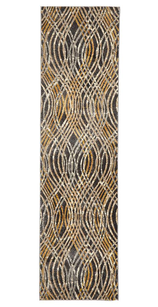 Heliya  Modern Charcoal Runner Rug