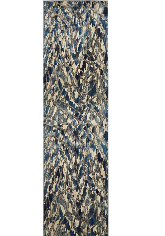 Heliya  Modern Blue Runner Rug