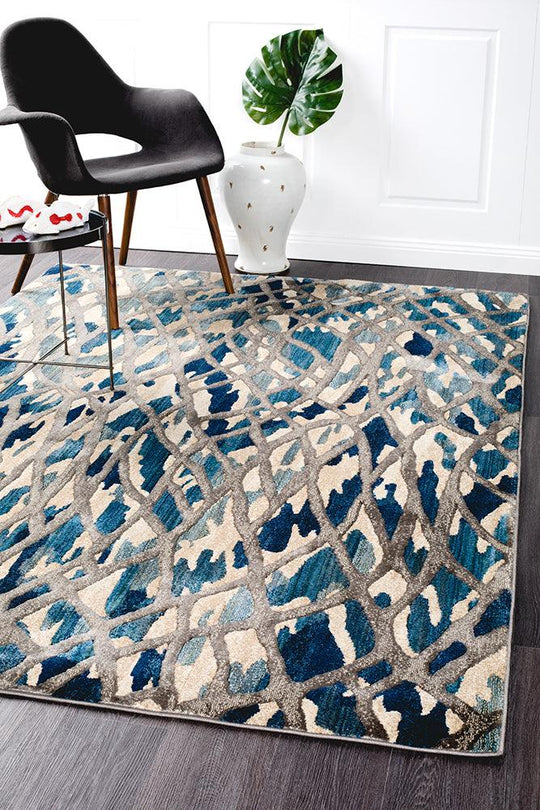 Heliya  Modern Blue Rug