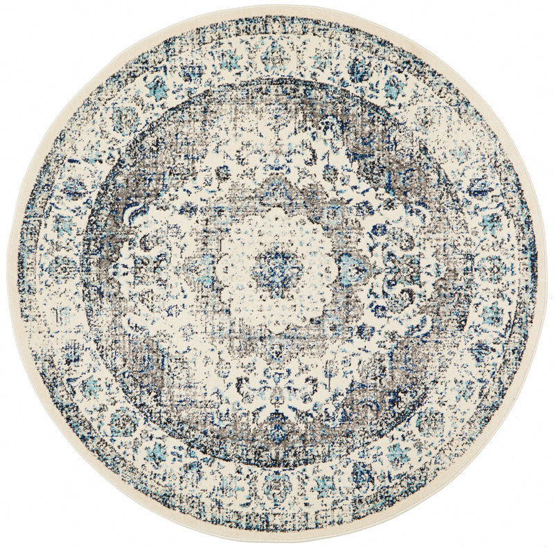 Esme Mist White Transitional Round Rug