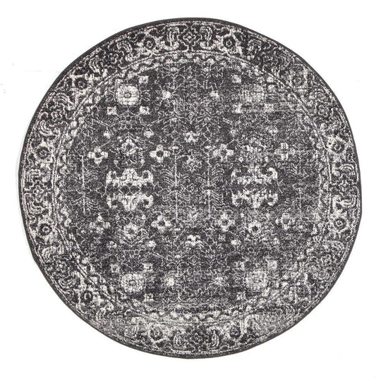 Esme Estella Charcoal Transitional Round Rug
