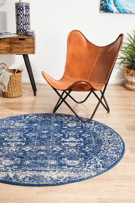 Esme Oasis Navy Transitional Round Rug